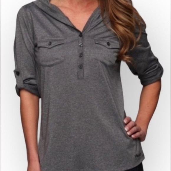 Marmot Women's Laura Gray Hooded Long Sleeve Shirt Size Medium - Picture 2 of 7